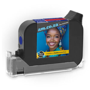 GO-INK/DRY/BLUE: 42ml Blue ◼ Instant-Dry Scratch-Resistant Pigment Ink for Adsorption (Dry) Surface, 0.5 Inch Wide (12.7mm) Embedded Printhead Ink Cartridge (EPIC) for GoPriner, 9V 1.8μs