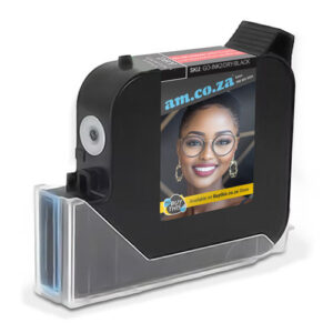 GO-INK2/DRY/BLACK: 44ml Black ◼ Instant-Dry Scratch-Resistant Pigment Ink for Adsorption (Dry) Surface, One Inch Height (25.4mm) Embedded Printhead Ink Cartridge (EPIC) for GoPrinter, 9V 1.8μs